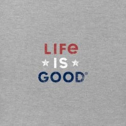 Life Is Good Products Life Is Good Mens Crusher America Graphic T-Shirt, Star Spangled Heather Gray, XX-Large