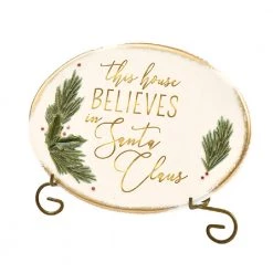 Grasslands Road "Santa Claus Ceramic Plaque With Metal Stand