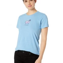 Life Is Good Womens Vintage Jackie Graphic T-Shirt, Bubble Powder Blue, Large