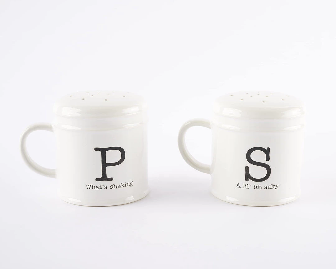 Mud Pie Circa Ceramic Salt And Pepper Shakers, White, 3.25" X 3.25" 6 Mud Pie Circa Ceramic Salt And Pepper Shakers, White, 3.25" X 3.25"