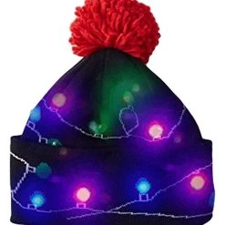 Two's Company Decked Out LED Christmas Light Knit Hat With Pom Pom