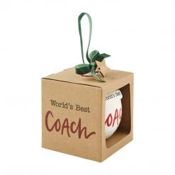 Mud Pie Ceramic Christmas Ball Ornament, Best Coach, 4.5" X 4"