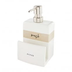 Mud Pie Stoneware Soap Sponge Holder, White/Cream, 7" X 4"