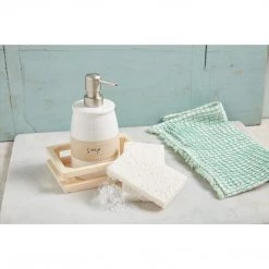 Mud Pie Stoneware Soap And Sponge Caddy Set