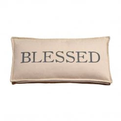 Mud Pie Printed Washed Canvas Pillow, 12" X 25", Blessed