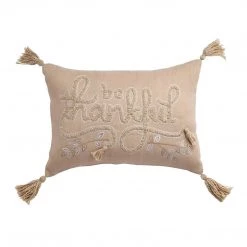 Mud Pie Thankful Tufted Pillow, 14" X 20", Tan