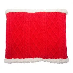 Pudus Cable Knit Winter Infinity Scarf, Fleece-Lined Neck Warmer Circle Snood Cable Knit Red