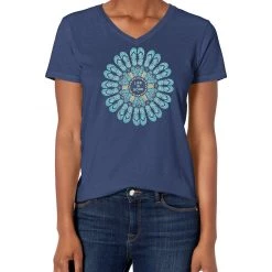 Life Is Good Products Life Is Good Womens Beach/Ocean Graphic V-Neck T-Shirt, Flip Flop Darkest Blue, Medium