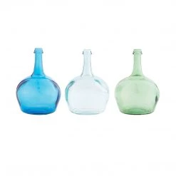 Mud Pie Bottleneck Glass Vase, Blue