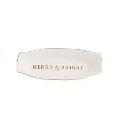 Mud Pie GOLD HOLIDAY OBLONG DISHES (MERRY & BRIGHT)