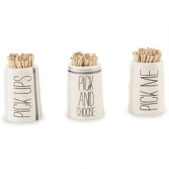Mud Pie Toothpick Holder Basket, 2-piece Set