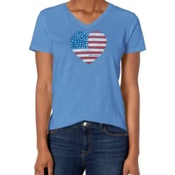 Life Is Good Womens Crusher America Graphic V-Neck T-Shirt, Flag Vintage Blue, Medium Life Is Good Products