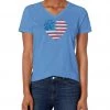 Life Is Good Womens Crusher America Graphic V-Neck T-Shirt, Flag Vintage Blue, X-Large