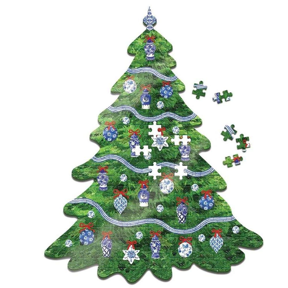 Two's Company Inc. Two's Company Blue And White Holidays 500 Pieces Christmas Tree Shape Jigsaw Puzzle - Paper 1 Two's Company Inc. Two's Company Blue And White Holidays 500 Pieces Christmas Tree Shape Jigsaw Puzzle - Paper