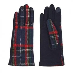 Mud Pie Red Tartan Scarf & Glove Holiday Gift Set In Navy
