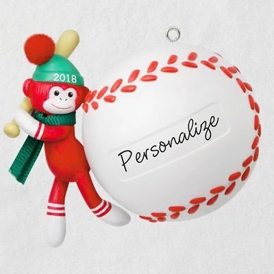 Hallmark Keepsake 2018 Baseball Star Sock Monkey Personalization Ornament 2 Hallmark Keepsake 2018 Baseball Star Sock Monkey Personalization Ornament