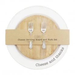Mud Pie 85 Circa Cheese Set, White, Plate 10.5" Board 6.5" Dia | Fork 4.25", 10 1/2" Dia 6 1/2" Dia 4 1/4"