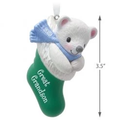 Hallmark Keepsake 2019 Great-Grandson Bear In Christmas Stocking Dated Ornament