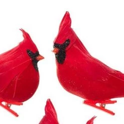 Kurt Adler Velvet Cardinal ON Clip - 2 Assorted