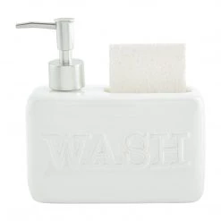 Mud Pie Soap Pump Wash Sponge Holder, White, 6 1/4" X 7"