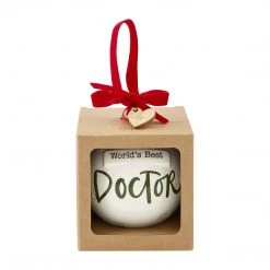 Mud Pie Ceramic Christmas Ball Ornament, Best Doctor, 4.5