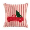 Mud Pie Truck Small Knotted Pillow, Red Truck With Tree