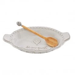 Mud Pie Artichoke Small Baker, Dish 1 1/2" X 9 1/2" | Spoon 7 1/4", Cream