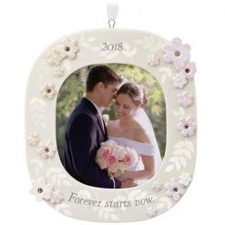 Hallmark Keepsake 2018 Forever Starts Now Wedding Porcelain Photo Ornament