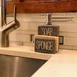 Mud Pie Soap Pump And Sponge Holder Gray