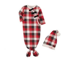 Mud Pie Buffalo Check Gown Cap Set Of 2 (Boy)