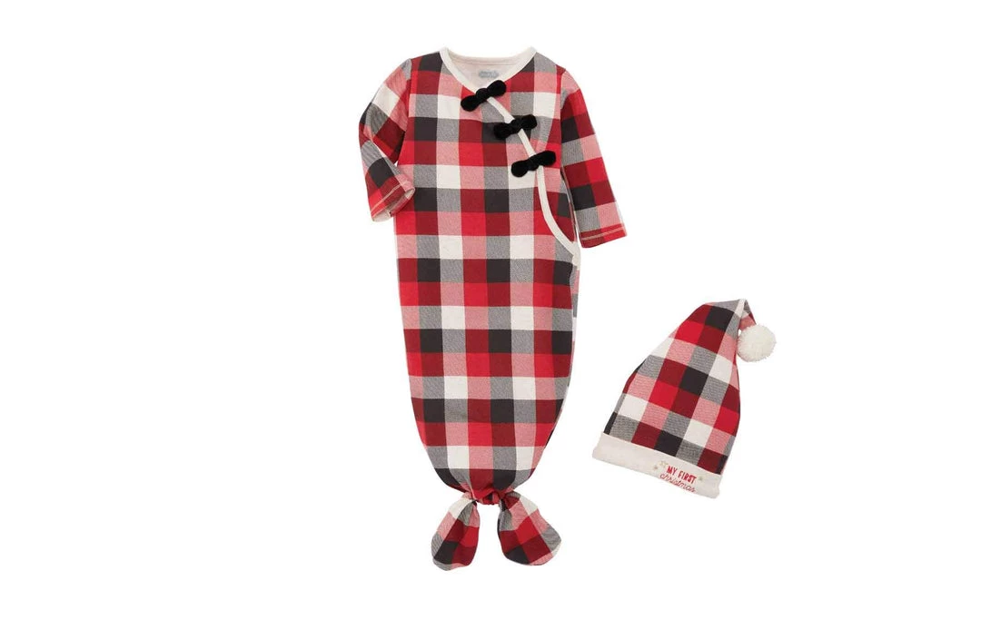 Mud Pie Buffalo Check Gown Cap Set Of 2 (Girl) 2 Mud Pie Buffalo Check Gown Cap Set Of 2 (Girl)