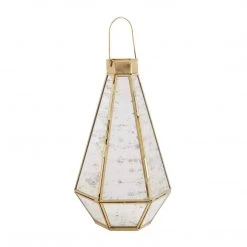 Mud Pie Medium Mercury Glass Brass Lantern