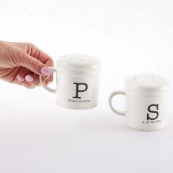 Mud Pie Circa Ceramic Salt And Pepper Shakers, White, 3.25" X 3.25" 11 Mud Pie Circa Ceramic Salt And Pepper Shakers, White, 3.25