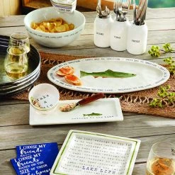 Mud Pie Farmhouse Ceramic Triple Utensil Holder, White