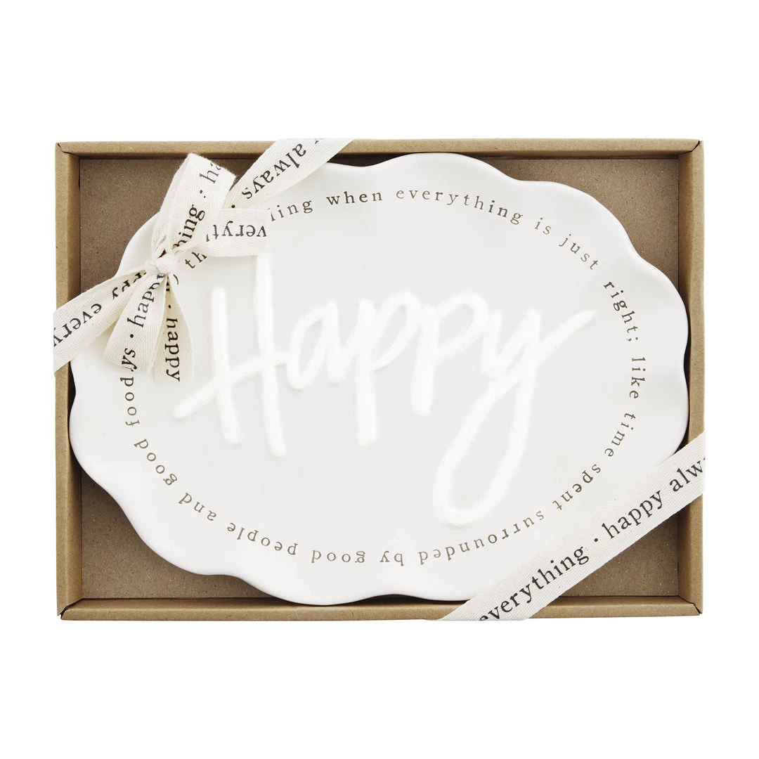 Mud Pie, White, Ruffled Happy Definition Plate, 7 X 10 1/2", 7 1/2" 1/2" 1 Mud Pie, White, Ruffled Happy Definition Plate, 7 X 10 1/2", 7 1/2" 1/2"