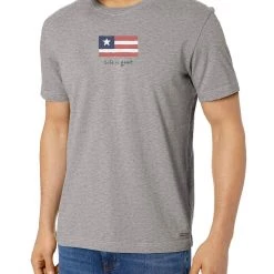 Life Is Good Mens Vintage Crusher Graphic T-Shirt, Stripe Grey, Medium Life Is Good Products