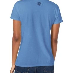 Life Is Good Womens Crusher America Graphic V-Neck T-Shirt, Flag Vintage Blue, X-Large