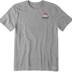 Life Is Good Mens Crusher America Graphic T-Shirt, Star Spangled Heather Gray, X-Large Life Is Good Products