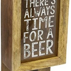 Mud Pie Mango Wood Beer Bottle Cap Display Box, Brown