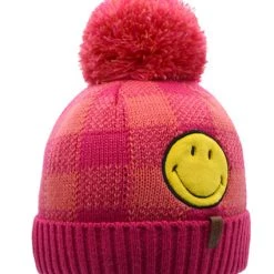 PUDUS Brand Smiley X Pudus Beanie Hat Pink Lumberjack