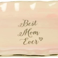 Pavilion Gift Company Plain Emmaline - Best Mom Ever Pink And Gold Ceramic Jewelry Dish Pavilion Gift Co.