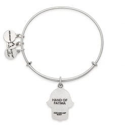 Alex And Ani Hand Of Fatima Charm Bangle, Silver