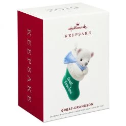 Hallmark Keepsake 2019 Great-Grandson Bear In Christmas Stocking Dated Ornament