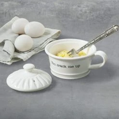 Mud Pie Circa Berry Strainer, Dish 6 1/2" X 8 1/2" | Utensil 6 1/2", White