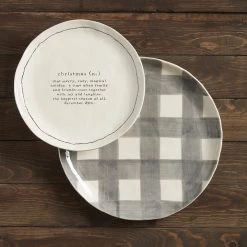 Mud Pie Buffalo Check And Christmas Definition Platter Set, Small 10" Dia | Large 13" Dia 8 Mud Pie Buffalo Check And Christmas Definition Platter Set, Small 10