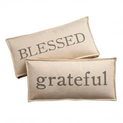 Mud Pie Printed Washed Canvas Pillow, 12" X 25", Blessed
