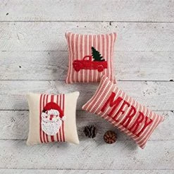 Mud Pie Truck Small Knotted Pillow, Red Truck With Tree