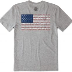 Life Is Good Mens Crusher America Graphic T-Shirt, Star Spangled Heather Gray, Large