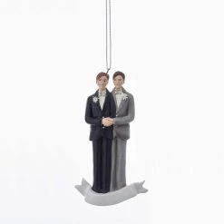Kurt Adler Groom/Groom Wedding Couple Ornament, 4.25"
