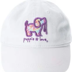 Pavilion Gift Co. Pavilion Gift Company Tie Dye Dog-Puppie Love 0-12 Month Velcro Baby Baseball Hat, White, Adjustable